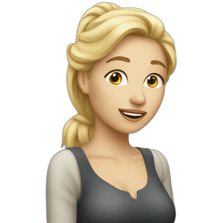 Blonde woman answerig phonecall emoji