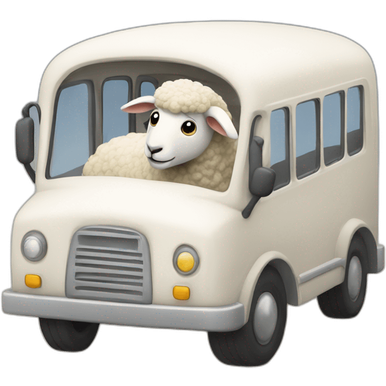 Sheep driving a bus emoji