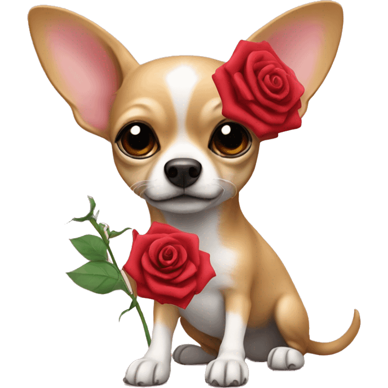 Chihuahua holding a rose emoji