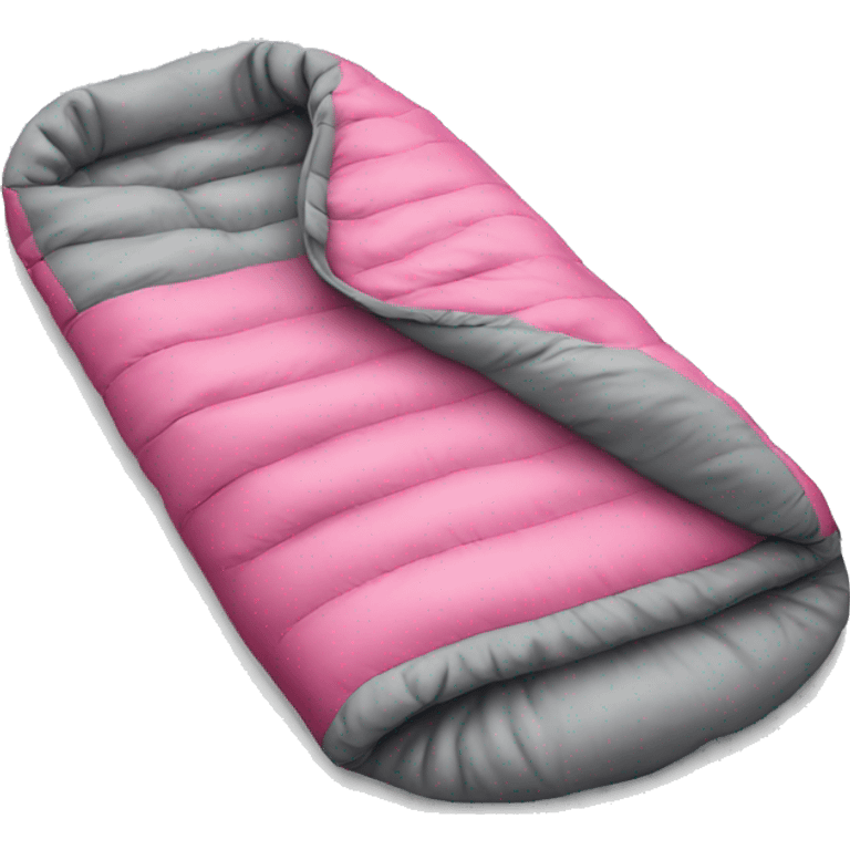 Realistic camping pink and gray sleeping bag isolated. emoji