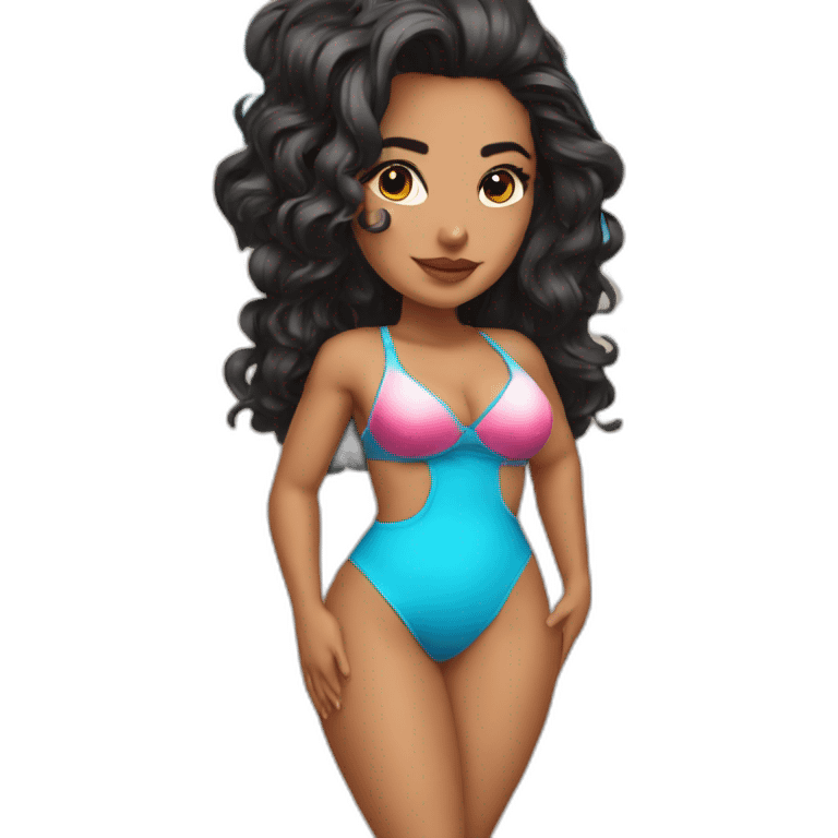 very super mega hot latina with little pool outfit emoji