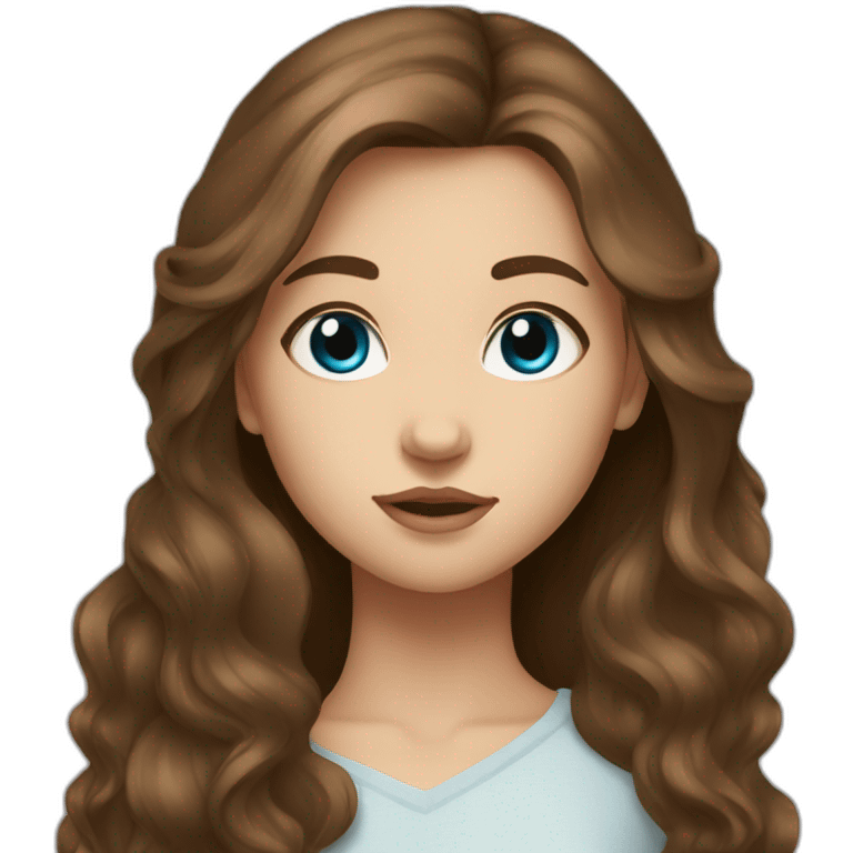 Russian girl bleu eye and long brown hair emoji