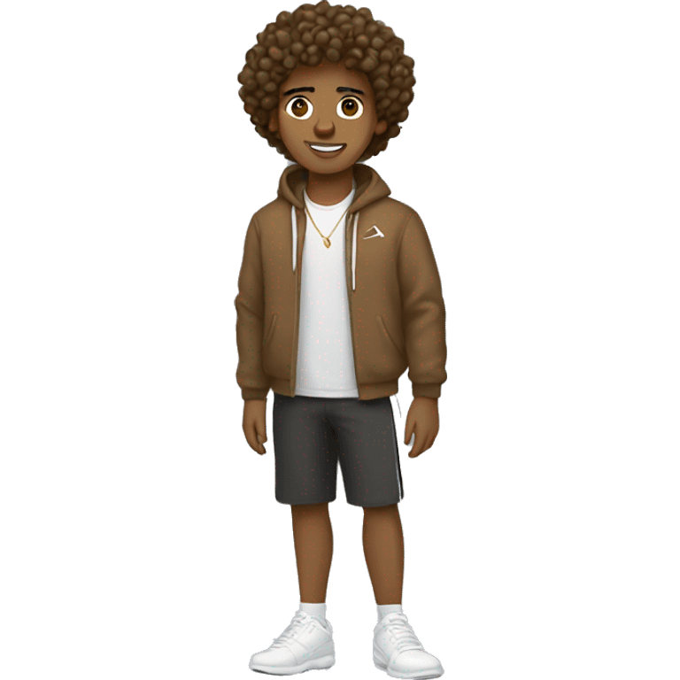 Brown male, curly hair,vv necklace,Nike shoes  emoji