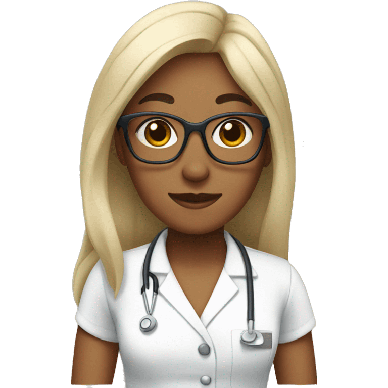 nurse with straight hair and glasses emoji