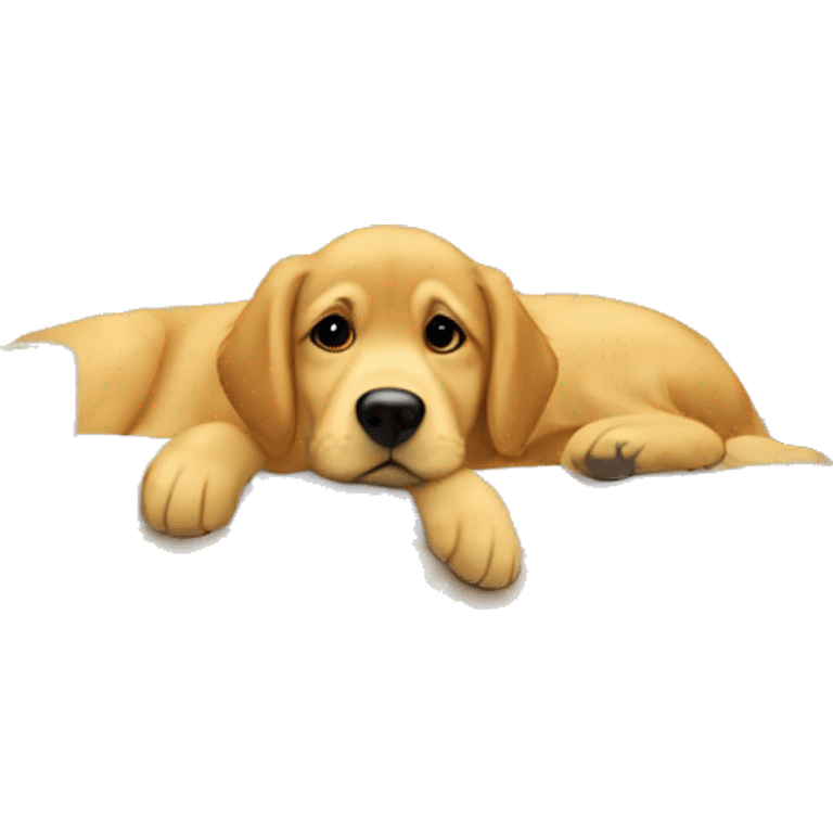 bunk bed with a golden retriever on the top emoji