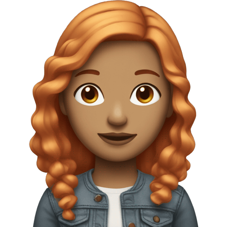 Girl with red hair and blonde highlights with light Skin emoji