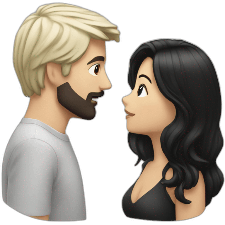 White man with black hair kiss white female with black hair emoji