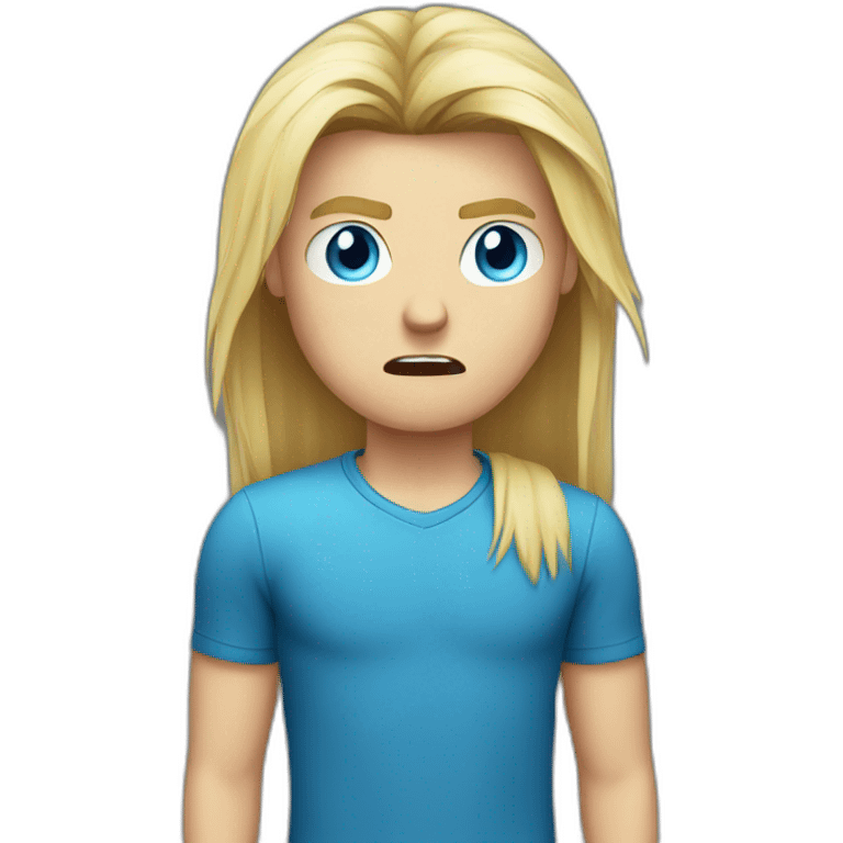 blue-eyed male angry teenager long straight blond hair emoji