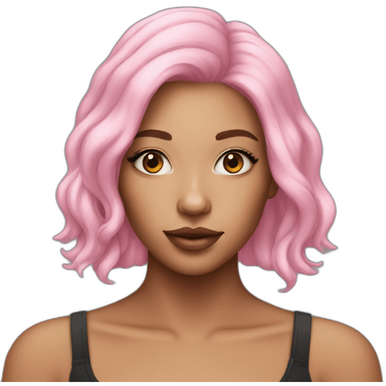 Girl with pink hair and lip filler emoji