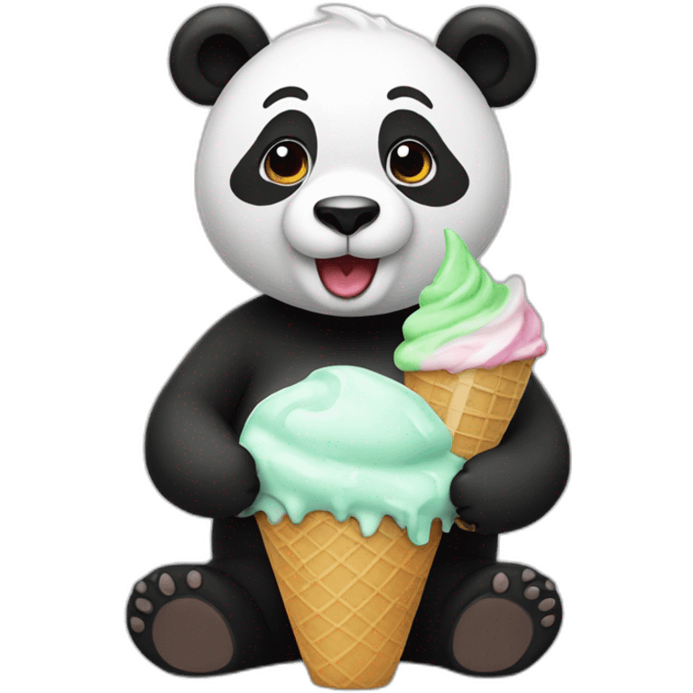 Panda eating ice cream emoji