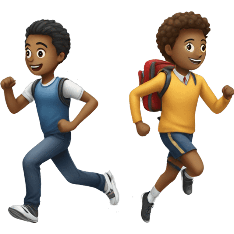 A student and a classmate running at school emoji