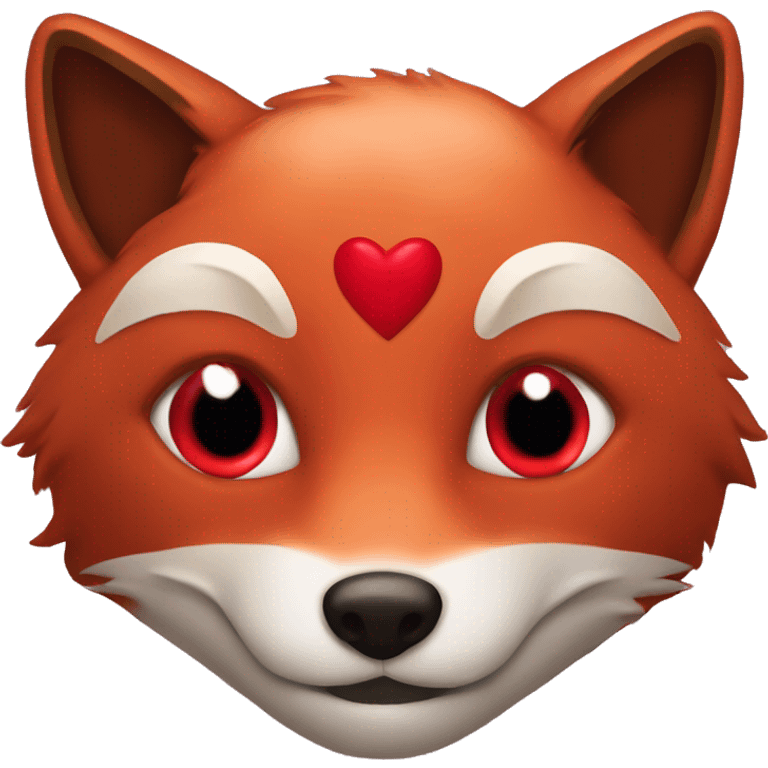 dark red fox face with tiny red heart instead of eyes emoji