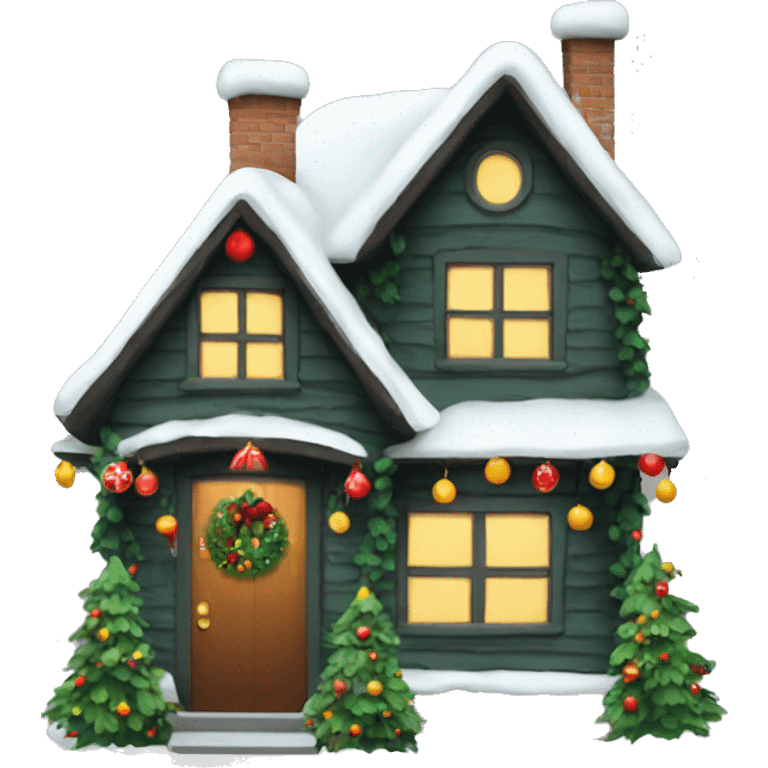 House with Christmas decorations emoji