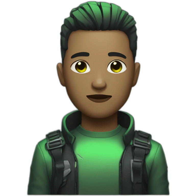 Cyberpunk men with green gradient and short hair emoji