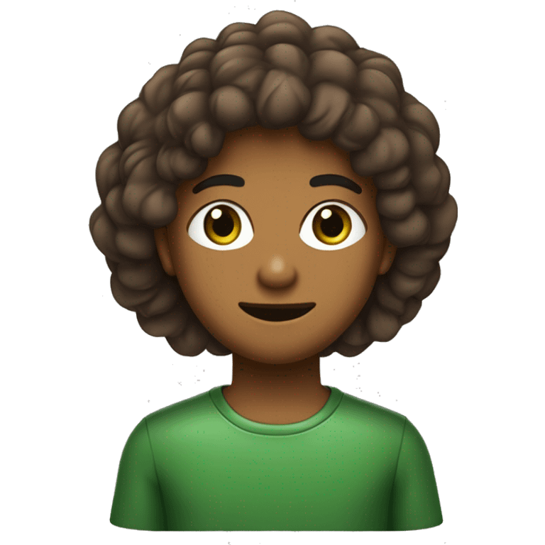 Jovem de cabelo marrom meio ruivo, branca, de olhos verdes. Batom cor de pêssego meio avermelhado emoji