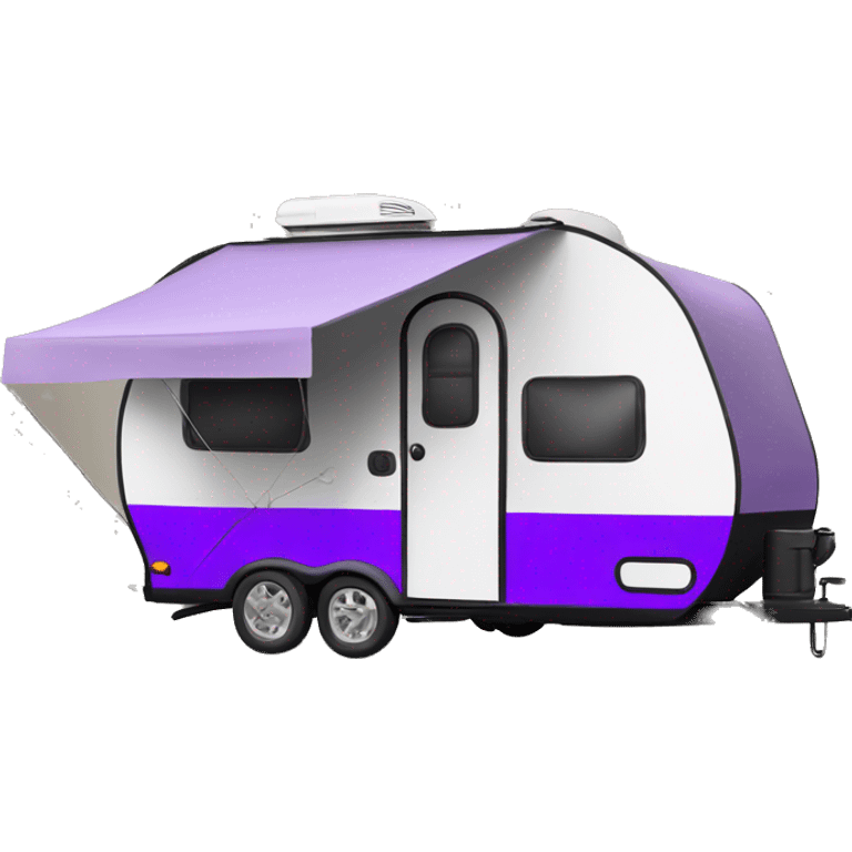 Realistic black and purple camping travel trailer isolated.  emoji