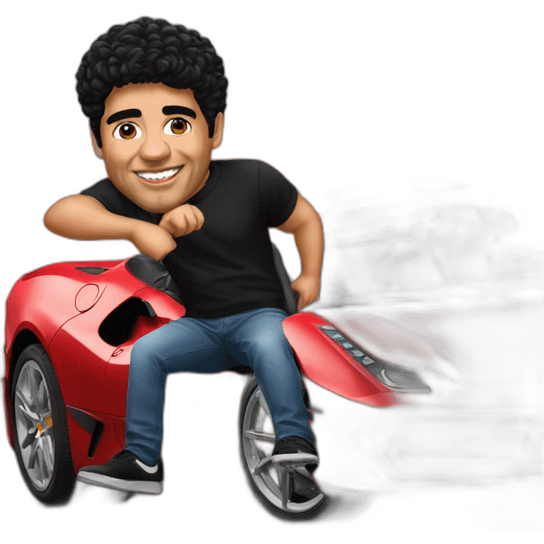 Maradona riding black ferrari car emoji