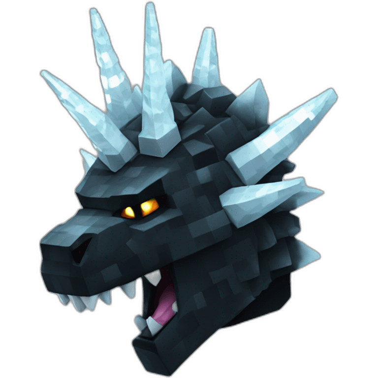 Minecraft Black Godzilla Head With Diamond Unicorn Horn emoji