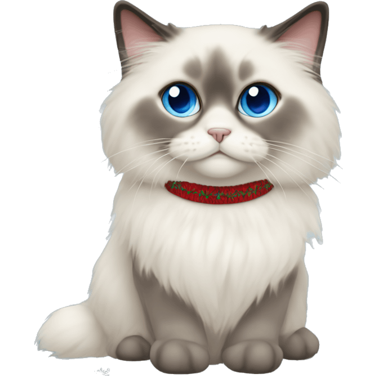 Ragdoll with blue eyes in christmas sweater emoji