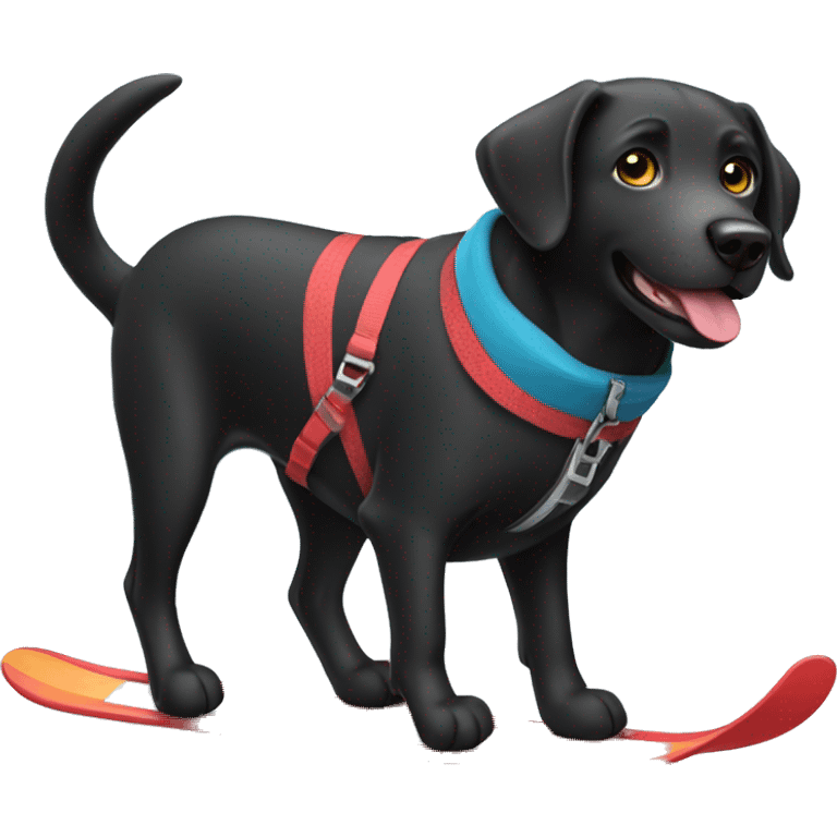 Black Labrador Retriever skiing emoji