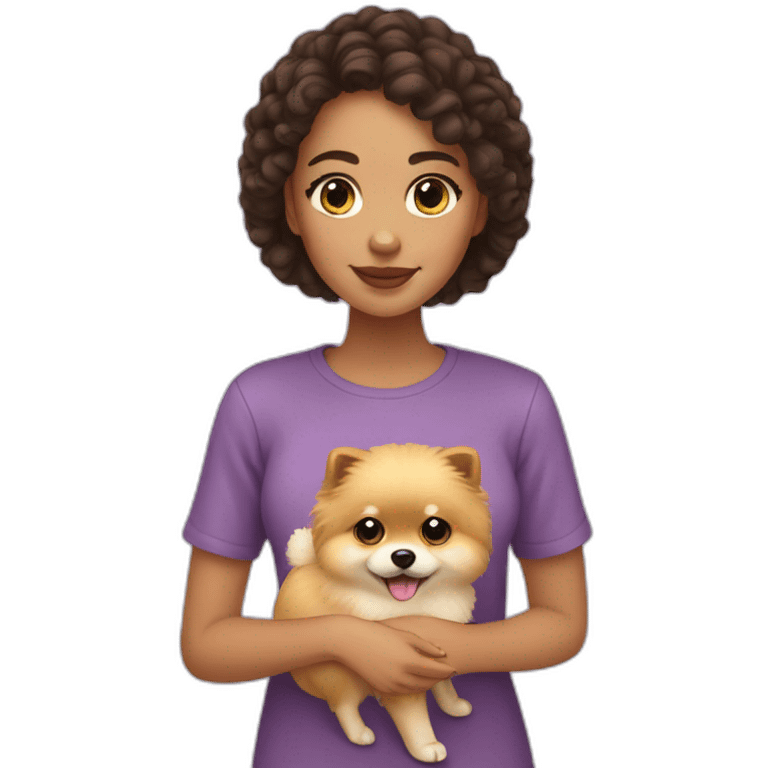 light-skinned-girl-petting-pomeranian emoji