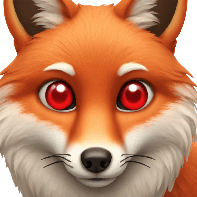 deep lush red fox face with tiny red heart instead of eyes emoji