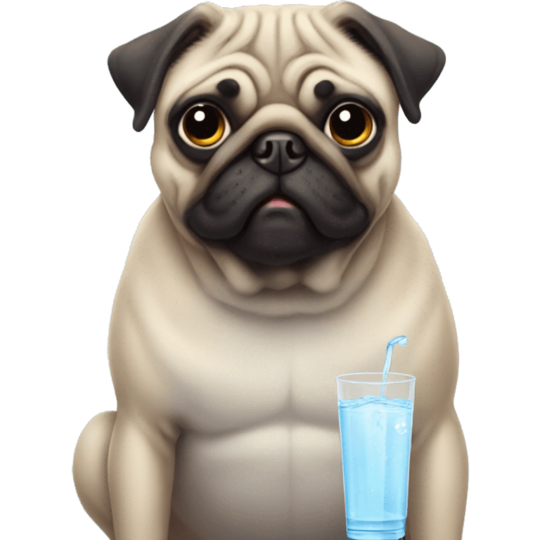 ugly ass pug drinking water emoji