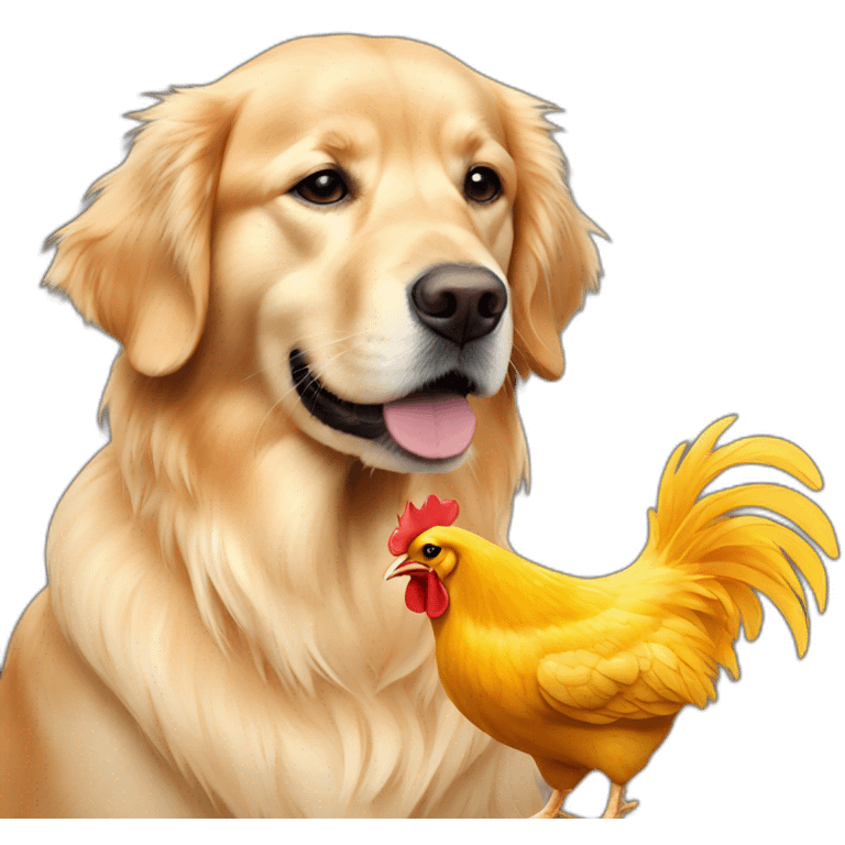 Golden retriever and chicken emoji