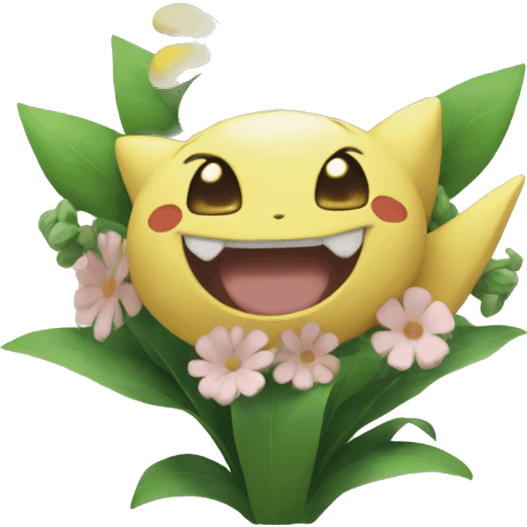 smiling pokemon with flowers emoji