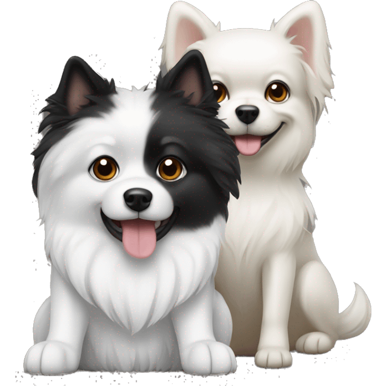 Two dogs one Black and one white Pomeranion dog  emoji