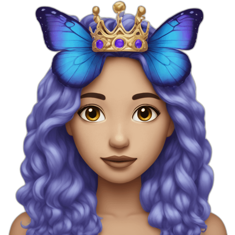 gorgeous-asion girl-blueandpurplebutterfly-crown-longhair emoji