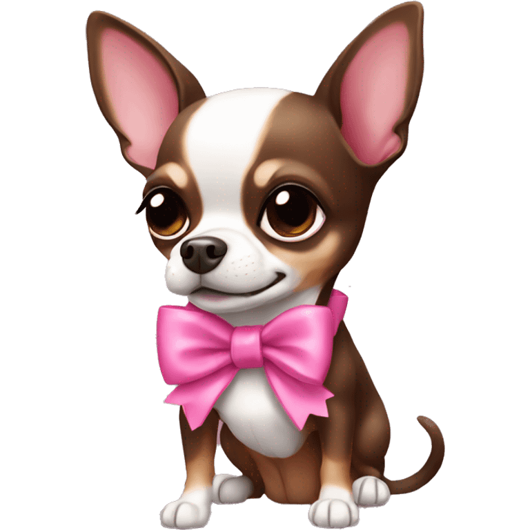 Chihuahua darkbrown with pink bow  emoji