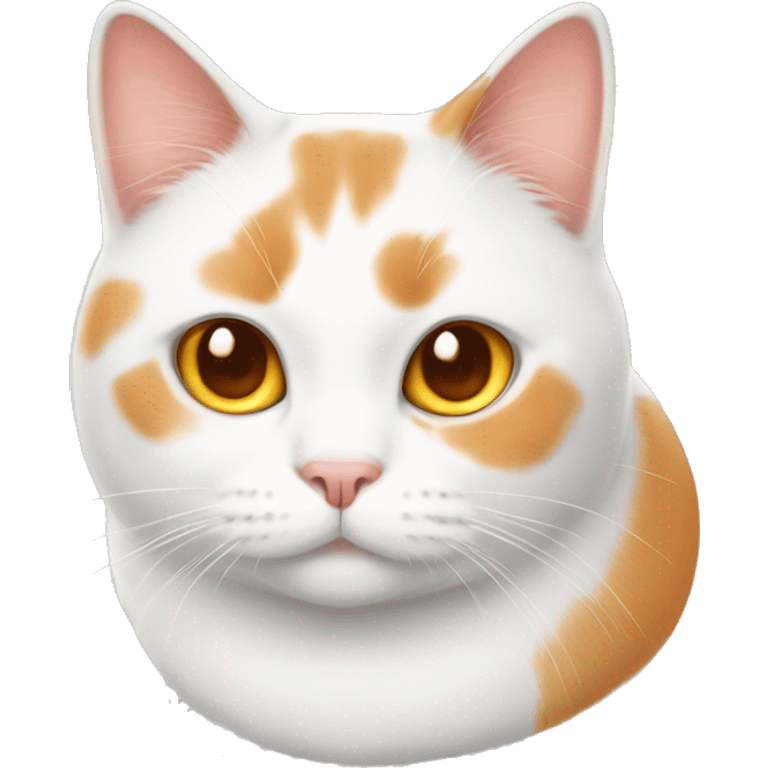 white and orange cat, fat and adorable emoji