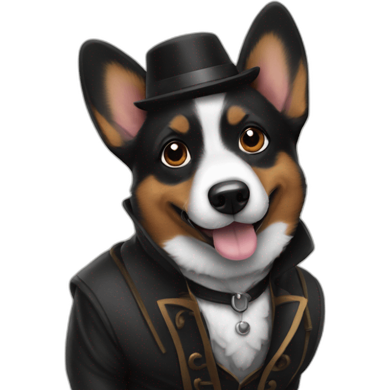 Black corgi wearing Sherlock holmes costume emoji