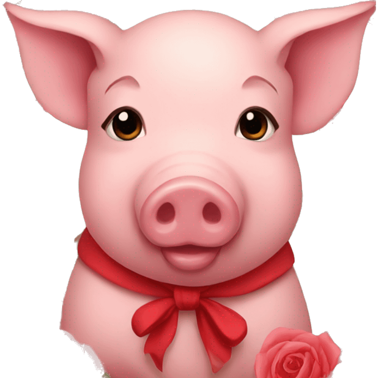 Pig with red roses  emoji