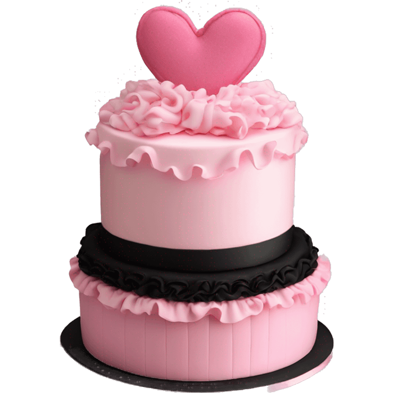 Birthday cake heart ruffles pink coquette black pink vanilla three tier emoji