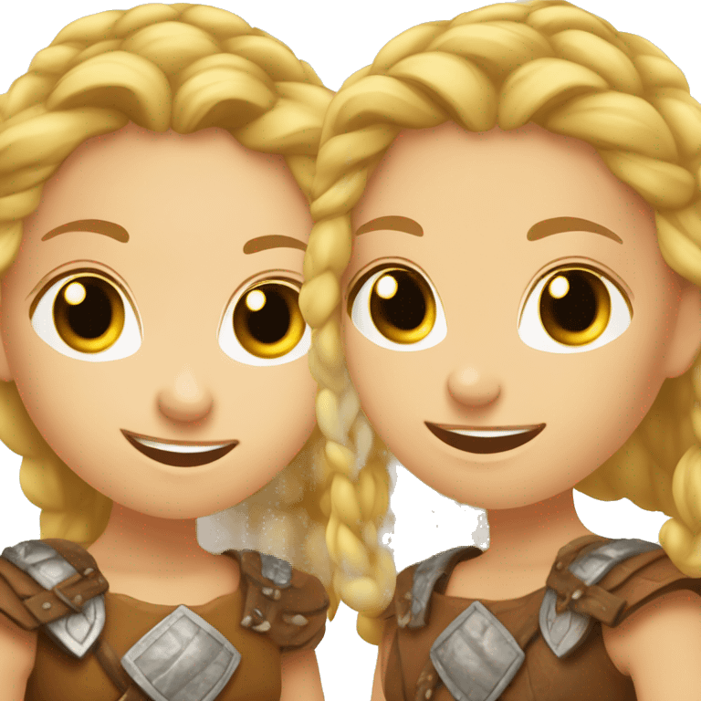 young causian viking girls talking face to face emoji