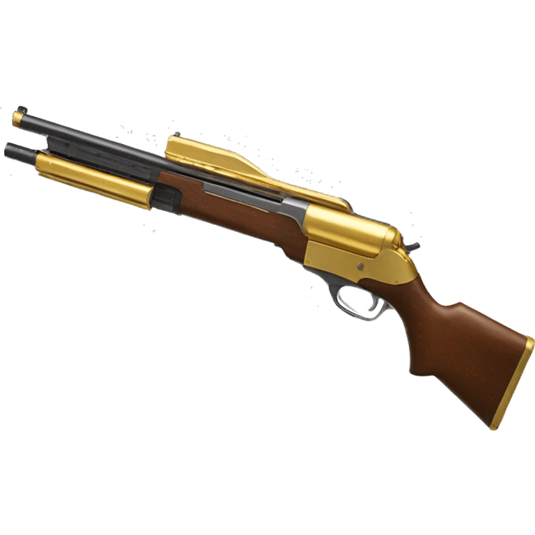 Double barreled shotgun detailed full body golden emoji