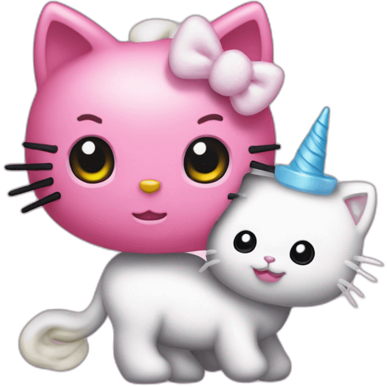 Hello-kitty et une licorne emoji