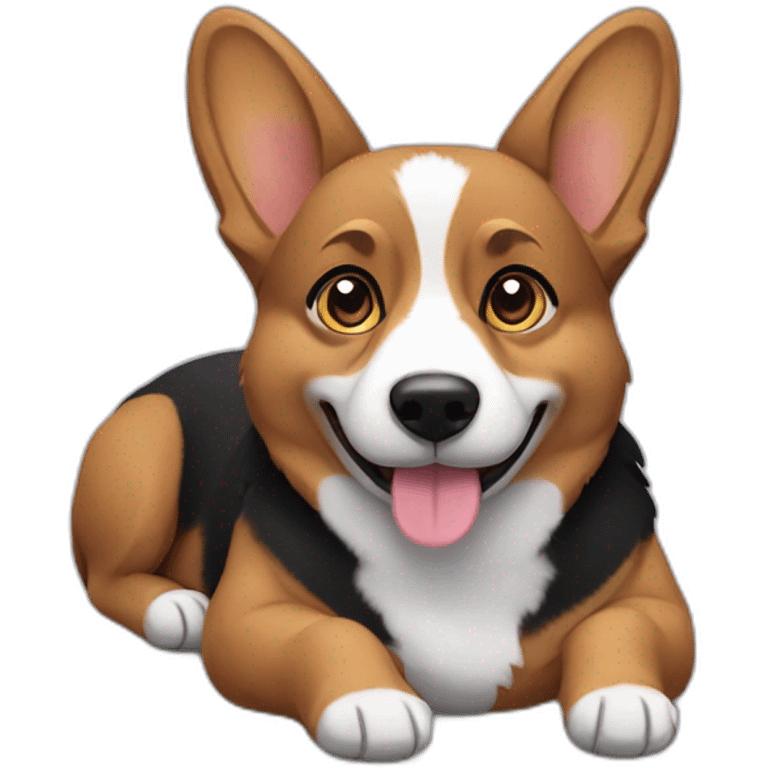 black corgi lying emoji