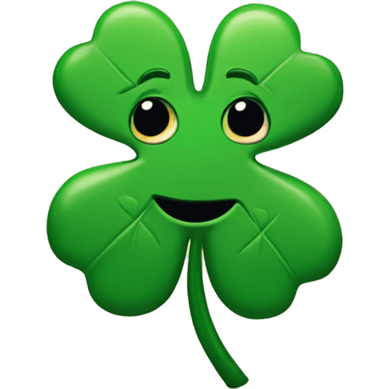 four-leaf clover with a smile emoji