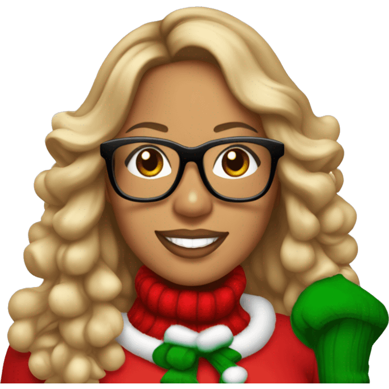 Mariah Carey wearing Christmas clothes and black glasses  emoji