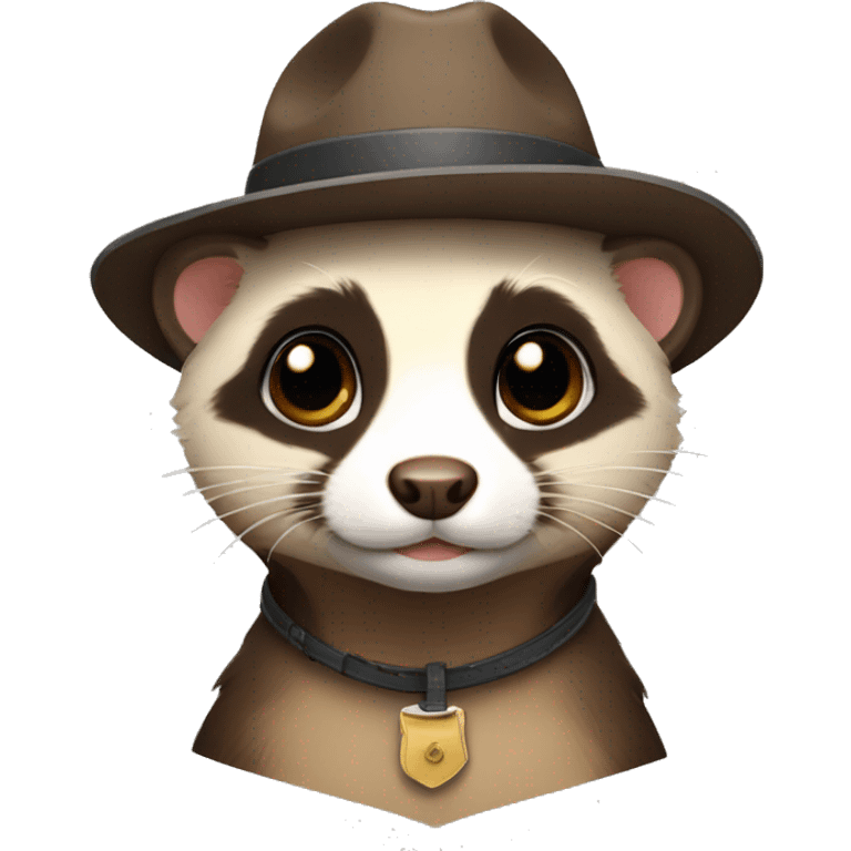 detective Ferret wearing a tiny cowboy hat with glasses emoji