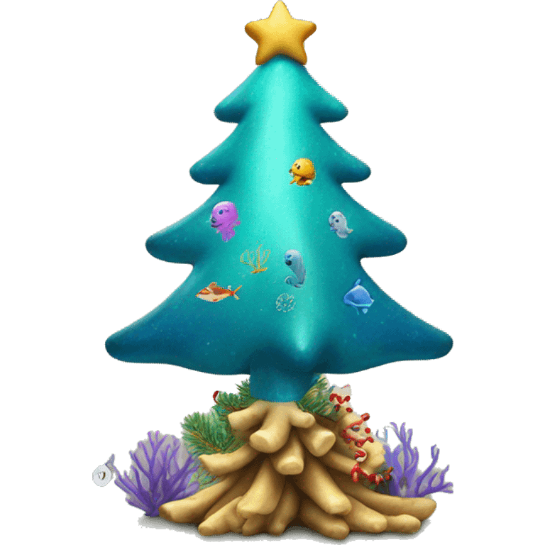 Under the sea themed Christmas tree emoji