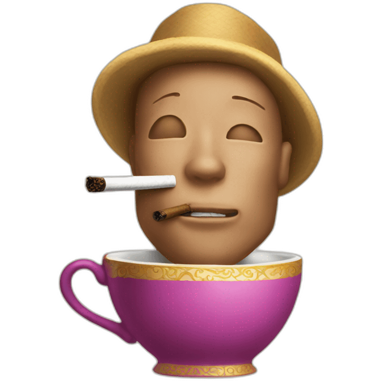 a teacup smoking a cigar emoji