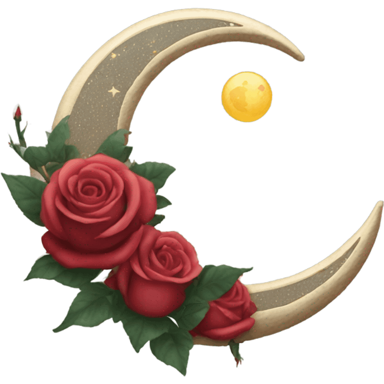 crescent moon with roses  emoji