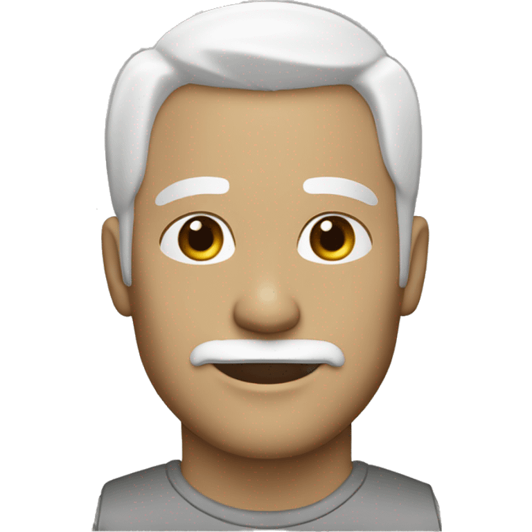 40 year old male with white hair, white stubble beard, and black unibrow emoji