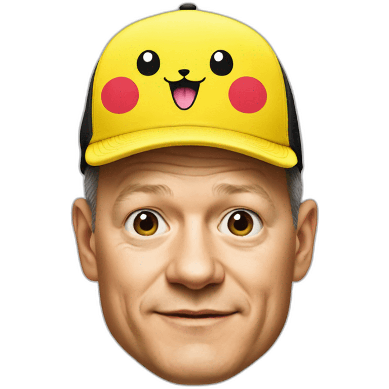 Olaf Scholz wears a Pikachu hat emoji