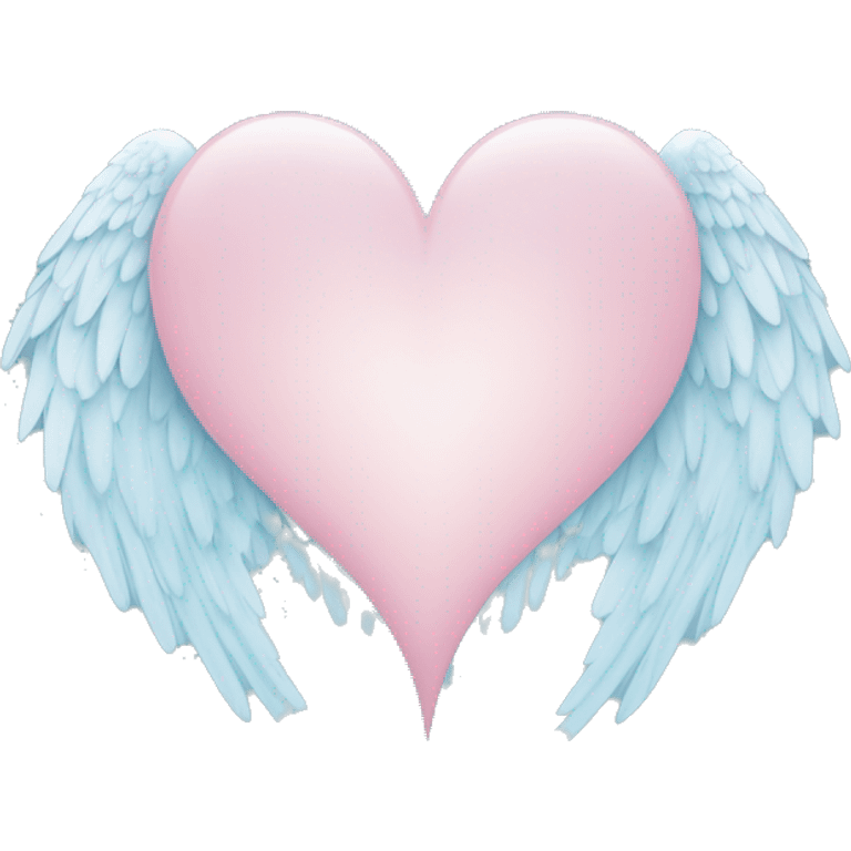 Half light pink heart cut in half light blue on opposite side with angel wings emoji