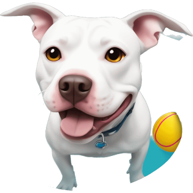 White  pit bull in pool emoji